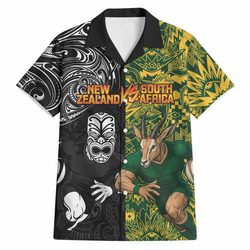 Custom New Zealand vs South Africa Hawaiian Shirt Rugby Rivalry Two Nations One Battle