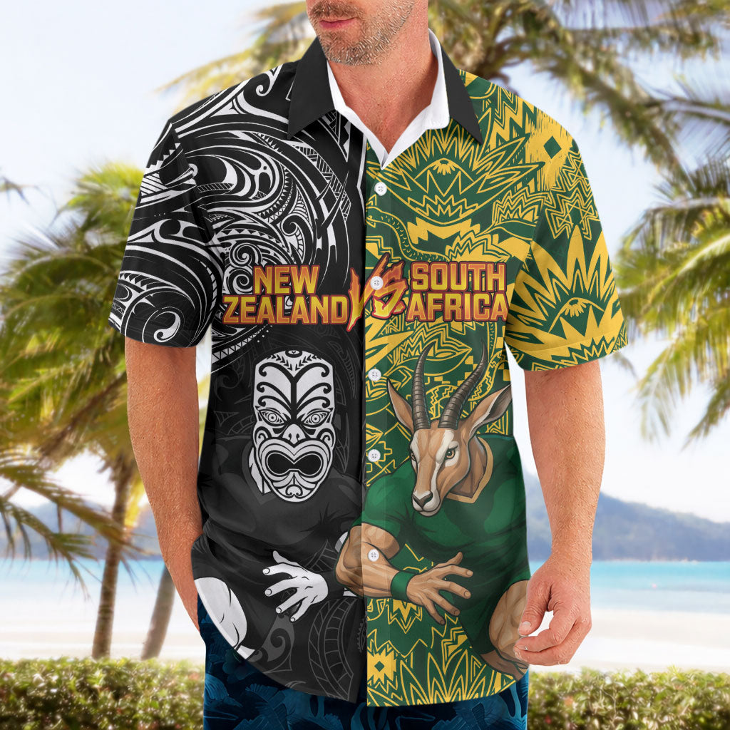Custom New Zealand vs South Africa Hawaiian Shirt Rugby Rivalry Two Nations One Battle