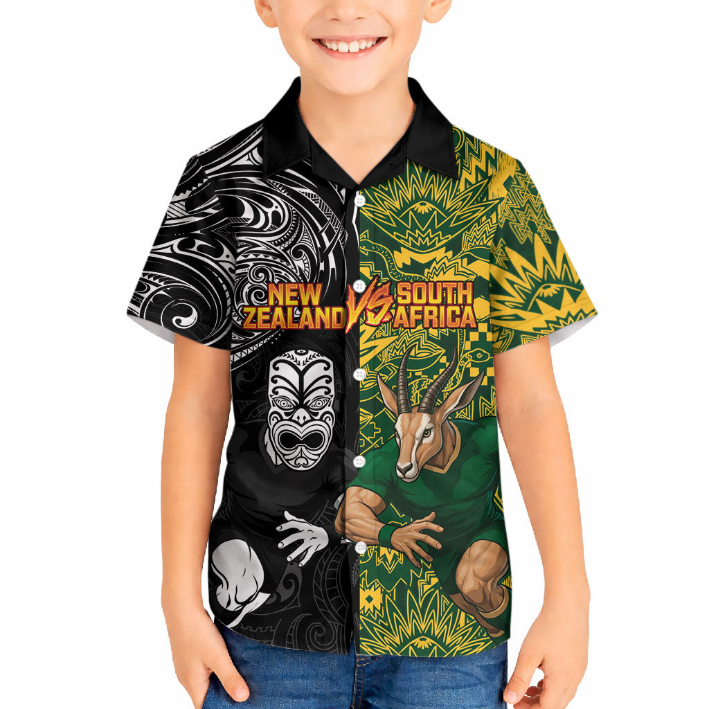 Custom New Zealand vs South Africa Hawaiian Shirt Rugby Rivalry Two Nations One Battle