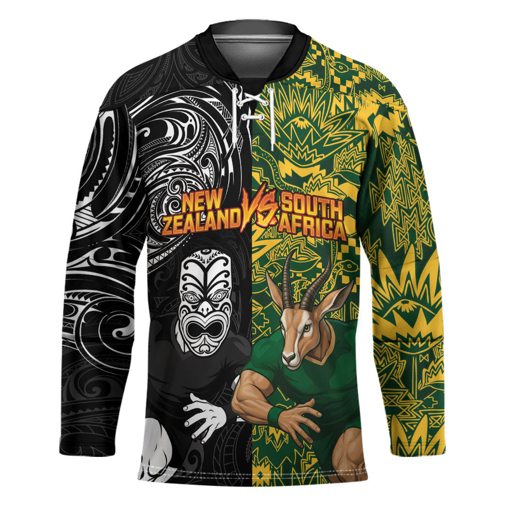 Custom New Zealand vs South Africa Hockey Jersey Rugby Rivalry Two Nations One Battle