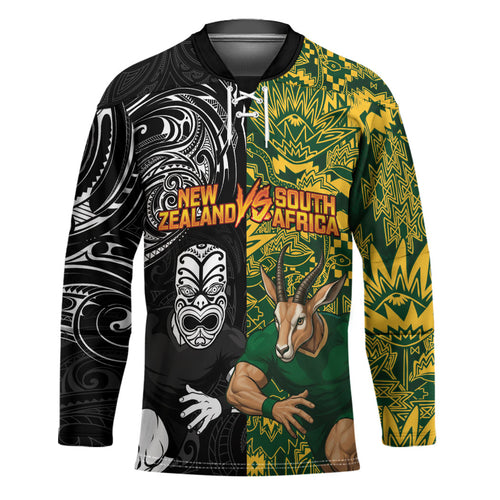 Custom New Zealand vs South Africa Hockey Jersey Rugby Rivalry Two Nations One Battle