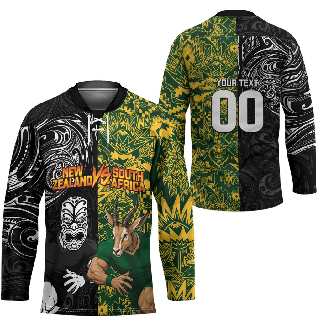 Custom New Zealand vs South Africa Hockey Jersey Rugby Rivalry Two Nations One Battle