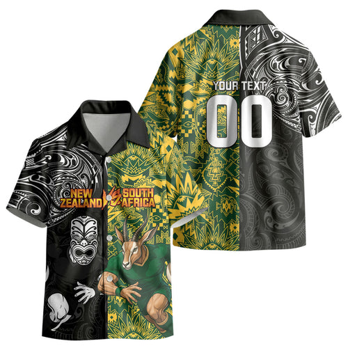 Custom New Zealand vs South Africa Kid Hawaiian Shirt Rugby Rivalry Two Nations One Battle