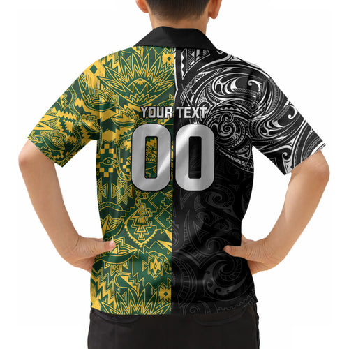 Custom New Zealand vs South Africa Kid Hawaiian Shirt Rugby Rivalry Two Nations One Battle