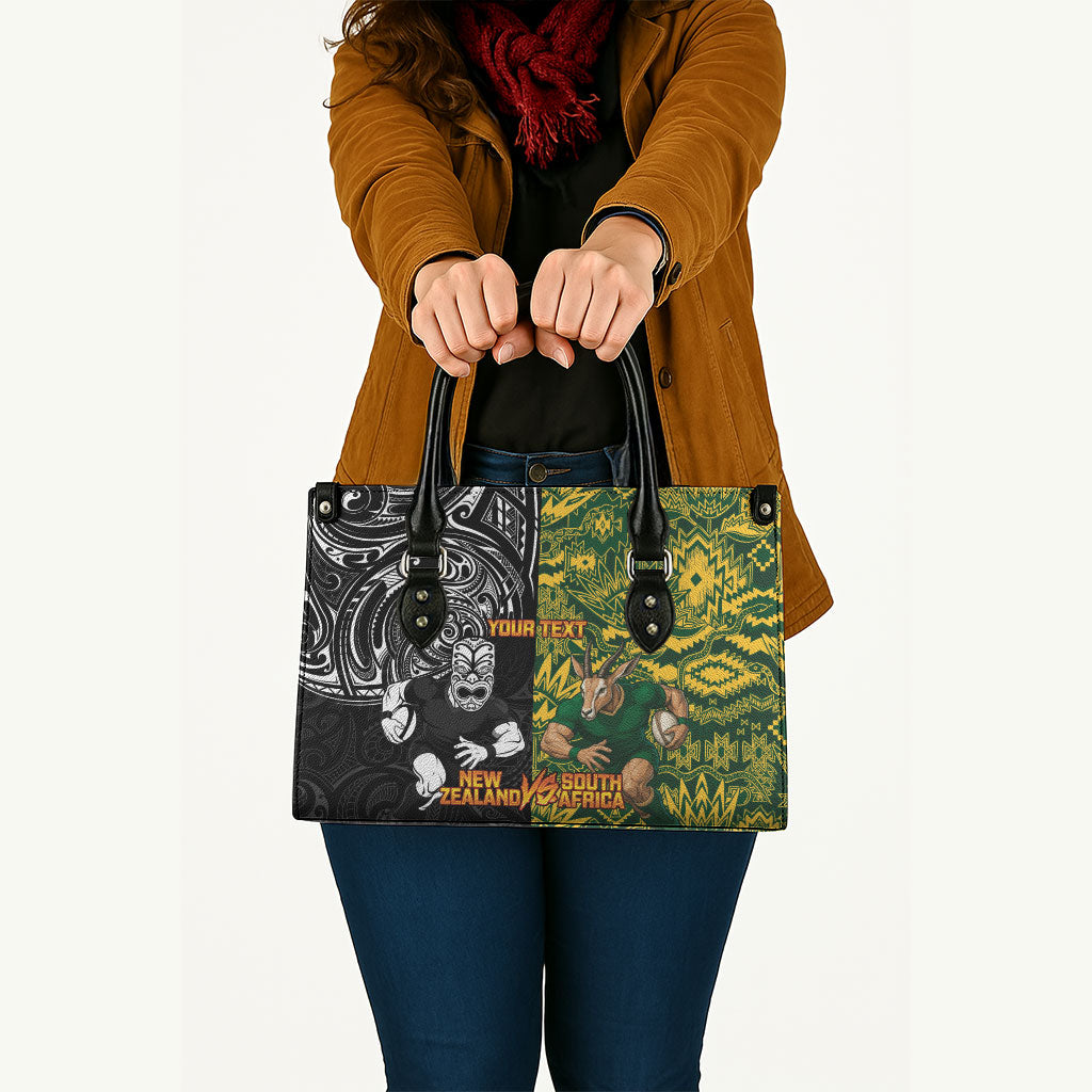 Custom New Zealand vs South Africa Leather Bag Rugby Rivalry Two Nations One Battle