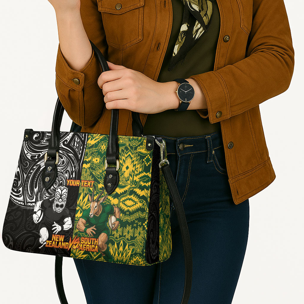 Custom New Zealand vs South Africa Leather Bag Rugby Rivalry Two Nations One Battle