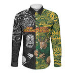 Custom New Zealand vs South Africa Long Sleeve Button Shirt Rugby Rivalry Two Nations One Battle