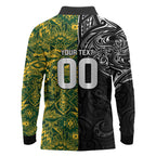 Custom New Zealand vs South Africa Long Sleeve Polo Shirt Rugby Rivalry Two Nations One Battle