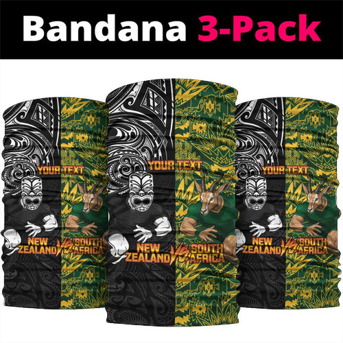 Custom New Zealand vs South Africa Neck Gaiter Rugby Rivalry Two Nations One Battle