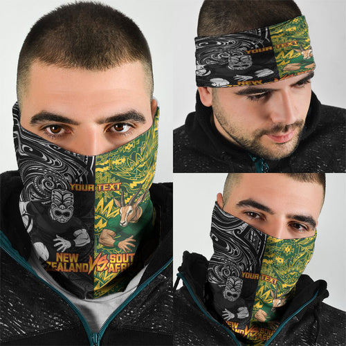 Custom New Zealand vs South Africa Neck Gaiter Rugby Rivalry Two Nations One Battle