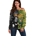 Custom New Zealand vs South Africa Off Shoulder Sweater Rugby Rivalry Two Nations One Battle