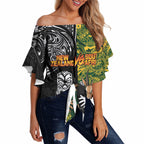 Custom New Zealand vs South Africa Off Shoulder Wrap Waist Top Rugby Rivalry Two Nations One Battle