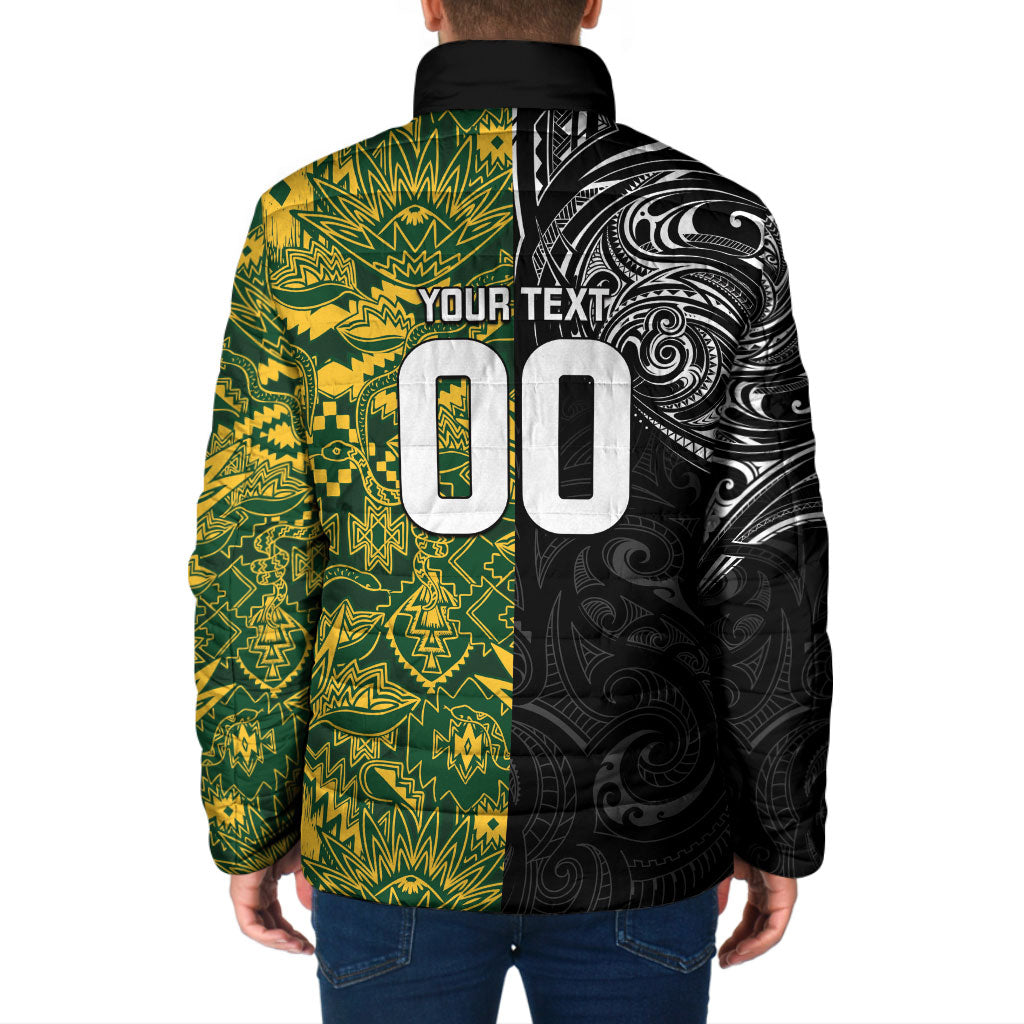 Custom New Zealand vs South Africa Padded Jacket Rugby Rivalry Two Nations One Battle