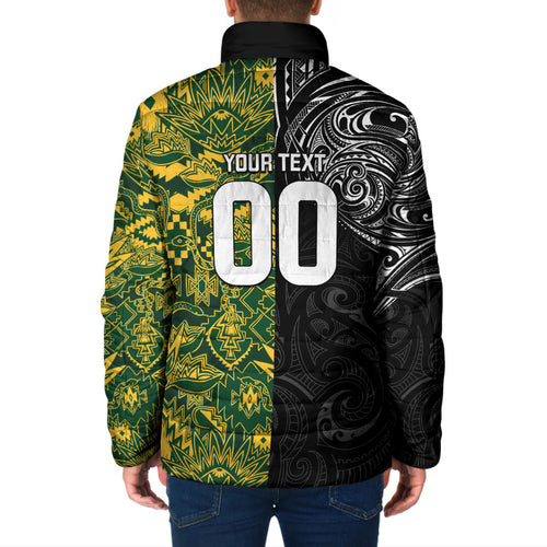 Custom New Zealand vs South Africa Padded Jacket Rugby Rivalry Two Nations One Battle