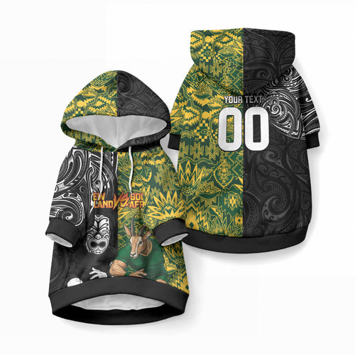 Custom New Zealand vs South Africa Pet Hoodie Rugby Rivalry Two Nations One Battle