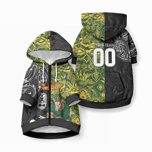 Custom New Zealand vs South Africa Pet Hoodie Rugby Rivalry Two Nations One Battle