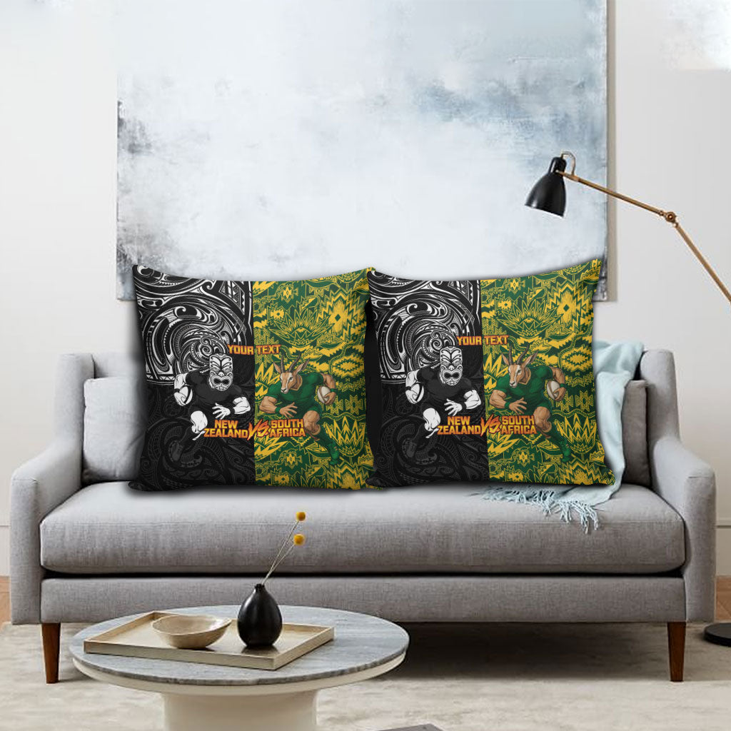 Custom New Zealand vs South Africa Pillow Cover Rugby Rivalry Two Nations One Battle