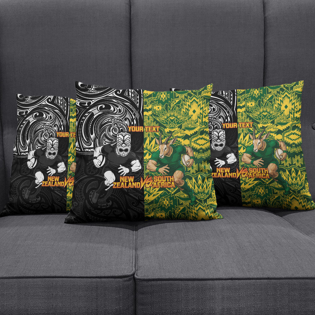 Custom New Zealand vs South Africa Pillow Cover Rugby Rivalry Two Nations One Battle