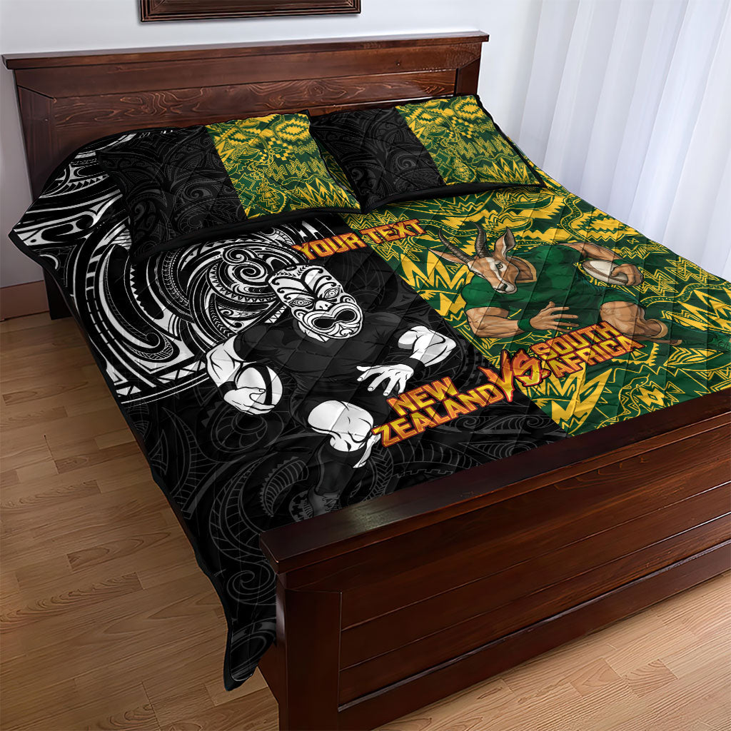 Custom New Zealand vs South Africa Quilt Bed Set Rugby Rivalry Two Nations One Battle