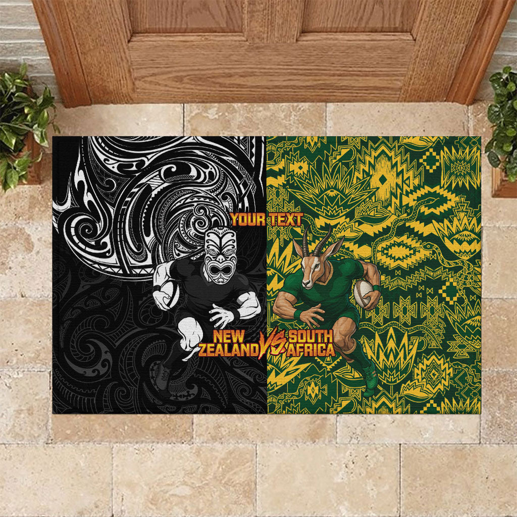 Custom New Zealand vs South Africa Rubber Doormat Rugby Rivalry Two Nations One Battle