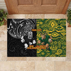 Custom New Zealand vs South Africa Rubber Doormat Rugby Rivalry Two Nations One Battle