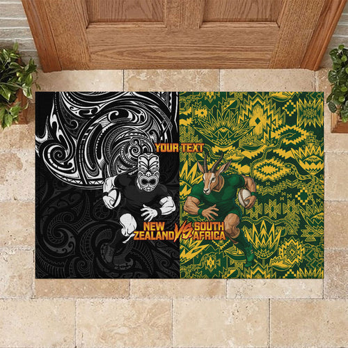 Custom New Zealand vs South Africa Rubber Doormat Rugby Rivalry Two Nations One Battle