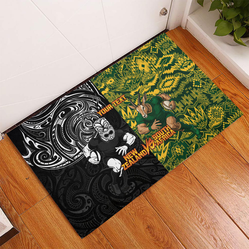 Custom New Zealand vs South Africa Rubber Doormat Rugby Rivalry Two Nations One Battle