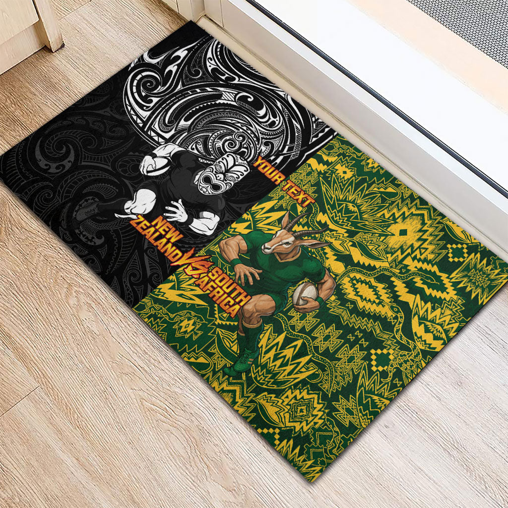 Custom New Zealand vs South Africa Rubber Doormat Rugby Rivalry Two Nations One Battle