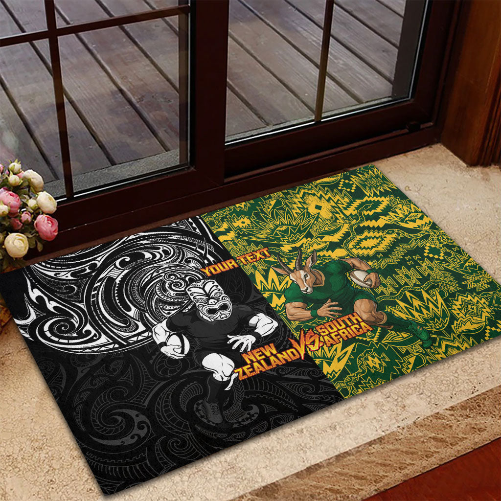 Custom New Zealand vs South Africa Rubber Doormat Rugby Rivalry Two Nations One Battle
