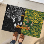 Custom New Zealand vs South Africa Rubber Doormat Rugby Rivalry Two Nations One Battle