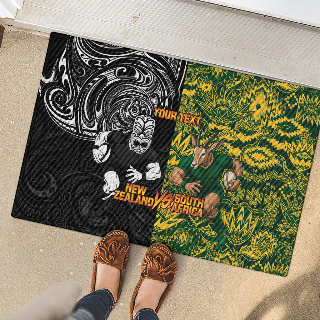 Custom New Zealand vs South Africa Rubber Doormat Rugby Rivalry Two Nations One Battle