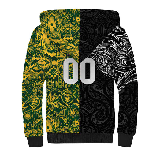 Custom New Zealand vs South Africa Sherpa Hoodie Rugby Rivalry Two Nations One Battle