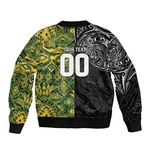 Custom New Zealand vs South Africa Sleeve Zip Bomber Jacket Rugby Rivalry Two Nations One Battle
