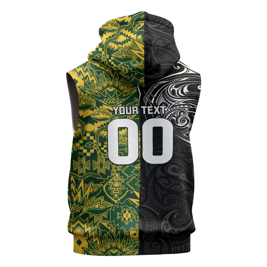 Custom New Zealand vs South Africa Sleeveless Hoodie Rugby Rivalry Two Nations One Battle