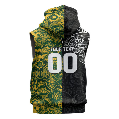 Custom New Zealand vs South Africa Sleeveless Hoodie Rugby Rivalry Two Nations One Battle