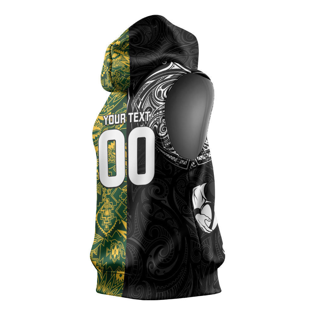 Custom New Zealand vs South Africa Sleeveless Hoodie Rugby Rivalry Two Nations One Battle