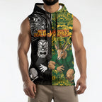 Custom New Zealand vs South Africa Sleeveless Hoodie Rugby Rivalry Two Nations One Battle