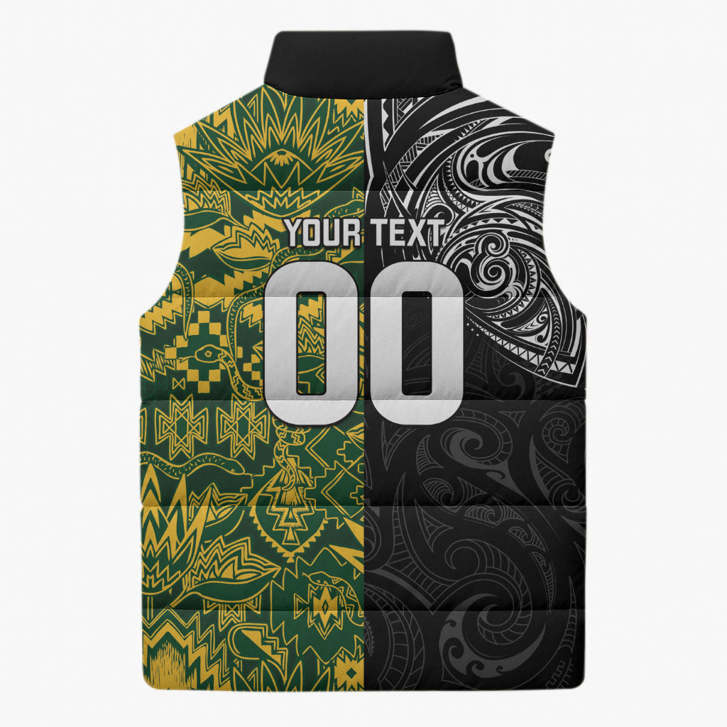 Custom New Zealand vs South Africa Sleeveless Puffer Jacket Rugby Rivalry Two Nations One Battle