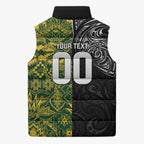 Custom New Zealand vs South Africa Sleeveless Puffer Jacket Rugby Rivalry Two Nations One Battle