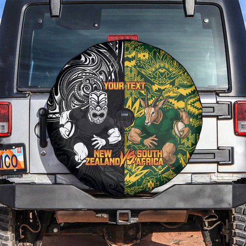 Custom New Zealand vs South Africa Spare Tire Cover Rugby Rivalry Two Nations One Battle