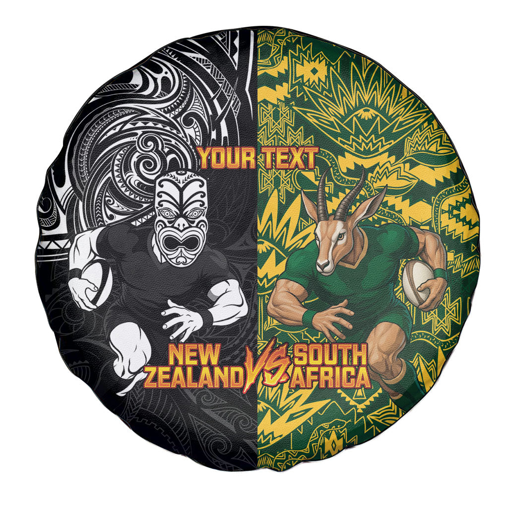 Custom New Zealand vs South Africa Spare Tire Cover Rugby Rivalry Two Nations One Battle