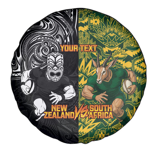 Custom New Zealand vs South Africa Spare Tire Cover Rugby Rivalry Two Nations One Battle