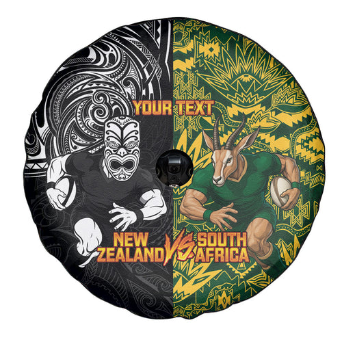 Custom New Zealand vs South Africa Spare Tire Cover Rugby Rivalry Two Nations One Battle