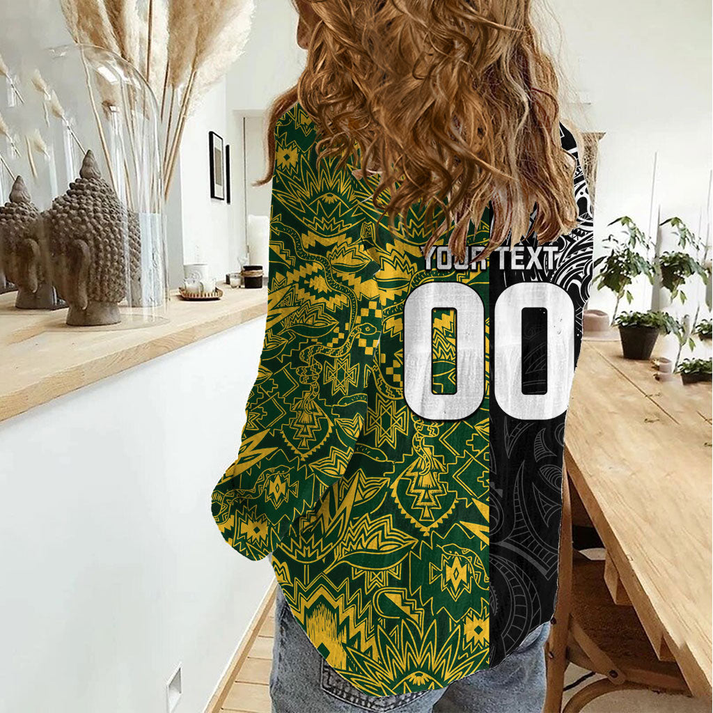 Custom New Zealand vs South Africa Women Casual Shirt Rugby Rivalry Two Nations One Battle