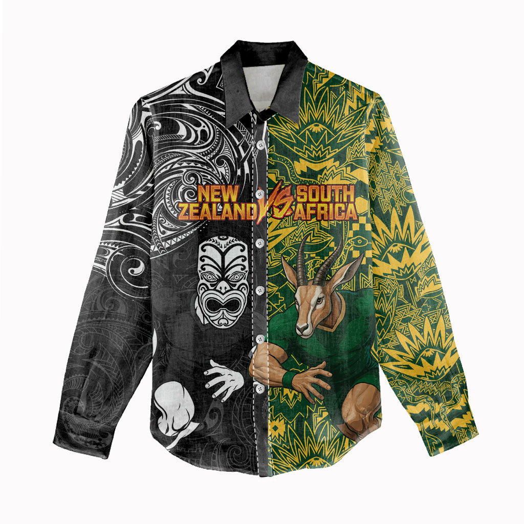 Custom New Zealand vs South Africa Women Casual Shirt Rugby Rivalry Two Nations One Battle