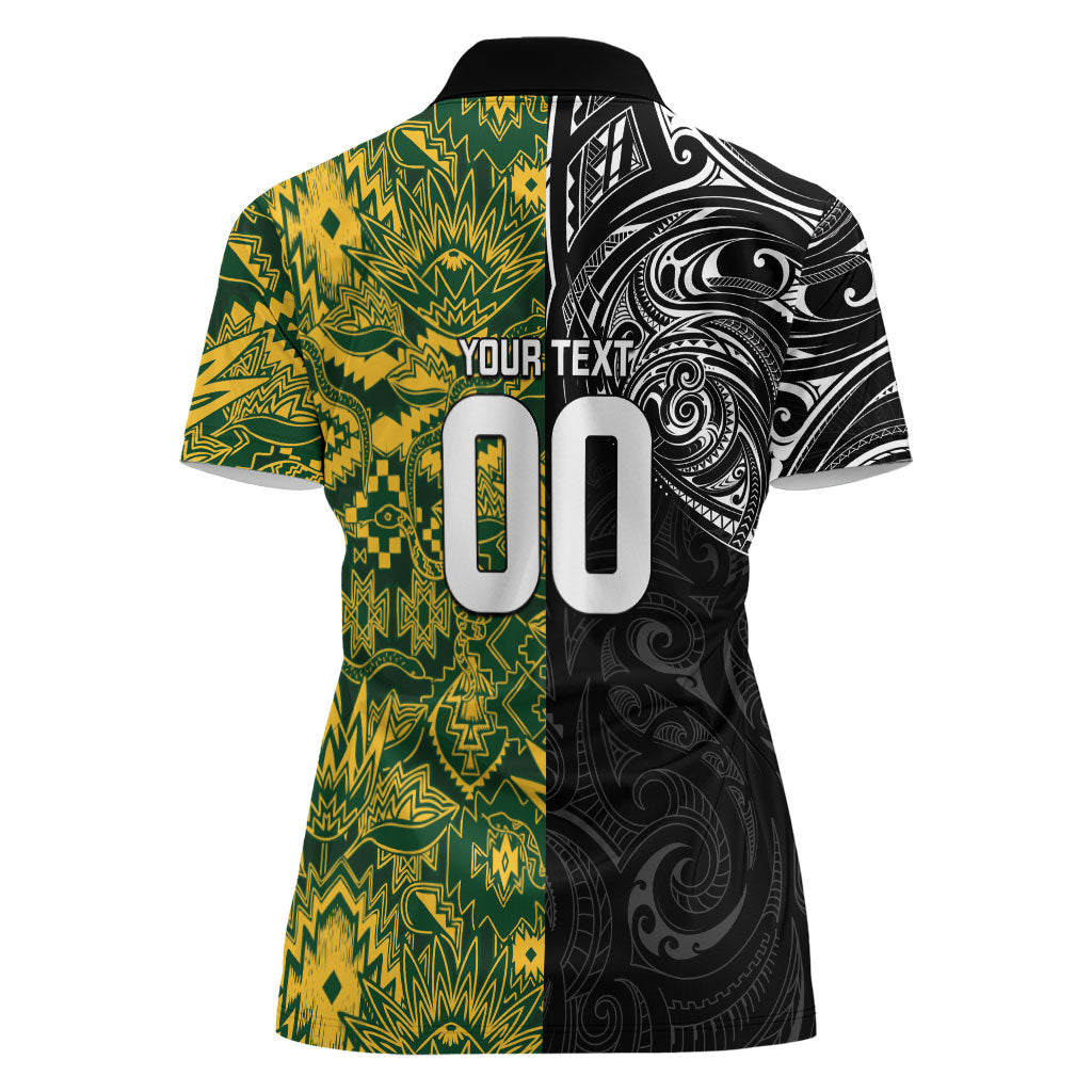 Custom New Zealand vs South Africa Women Polo Shirt Rugby Rivalry Two Nations One Battle