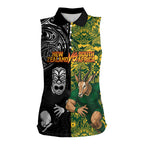 Custom New Zealand vs South Africa Women Sleeveless Polo Shirt Rugby Rivalry Two Nations One Battle