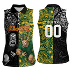 Custom New Zealand vs South Africa Women Sleeveless Polo Shirt Rugby Rivalry Two Nations One Battle