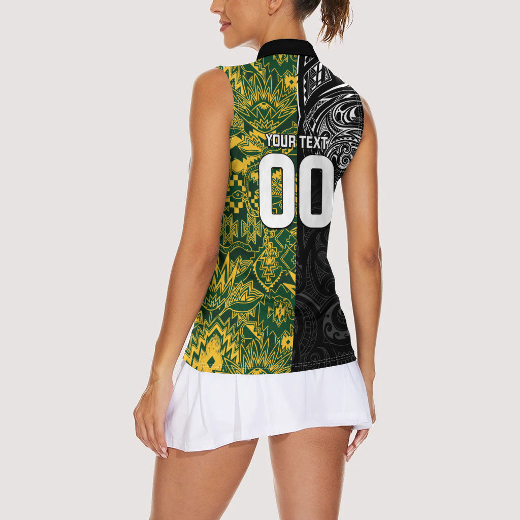 Custom New Zealand vs South Africa Women Sleeveless Polo Shirt Rugby Rivalry Two Nations One Battle
