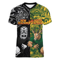 Custom New Zealand vs South Africa Women V-Neck T-Shirt Rugby Rivalry Two Nations One Battle
